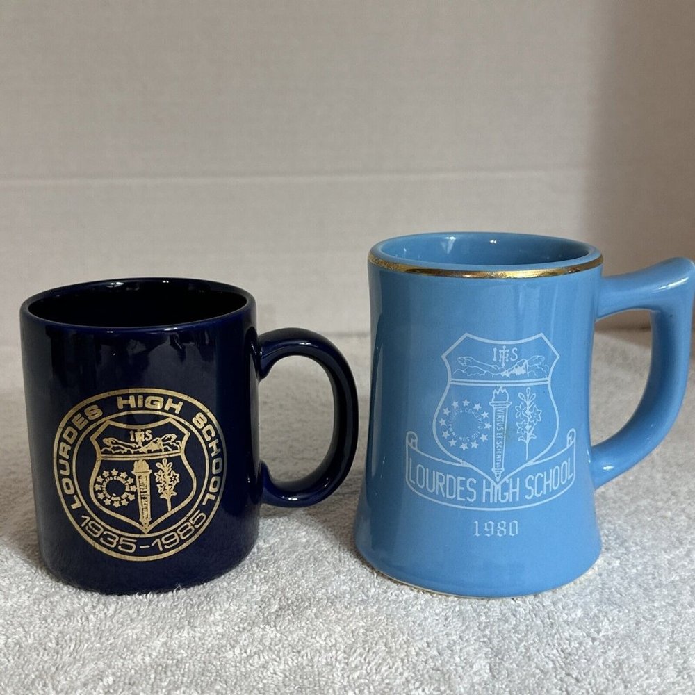 Set/Lot of 2 Lourdes High School Chicago,  IL Mugs Very Rare 1980 & 1985